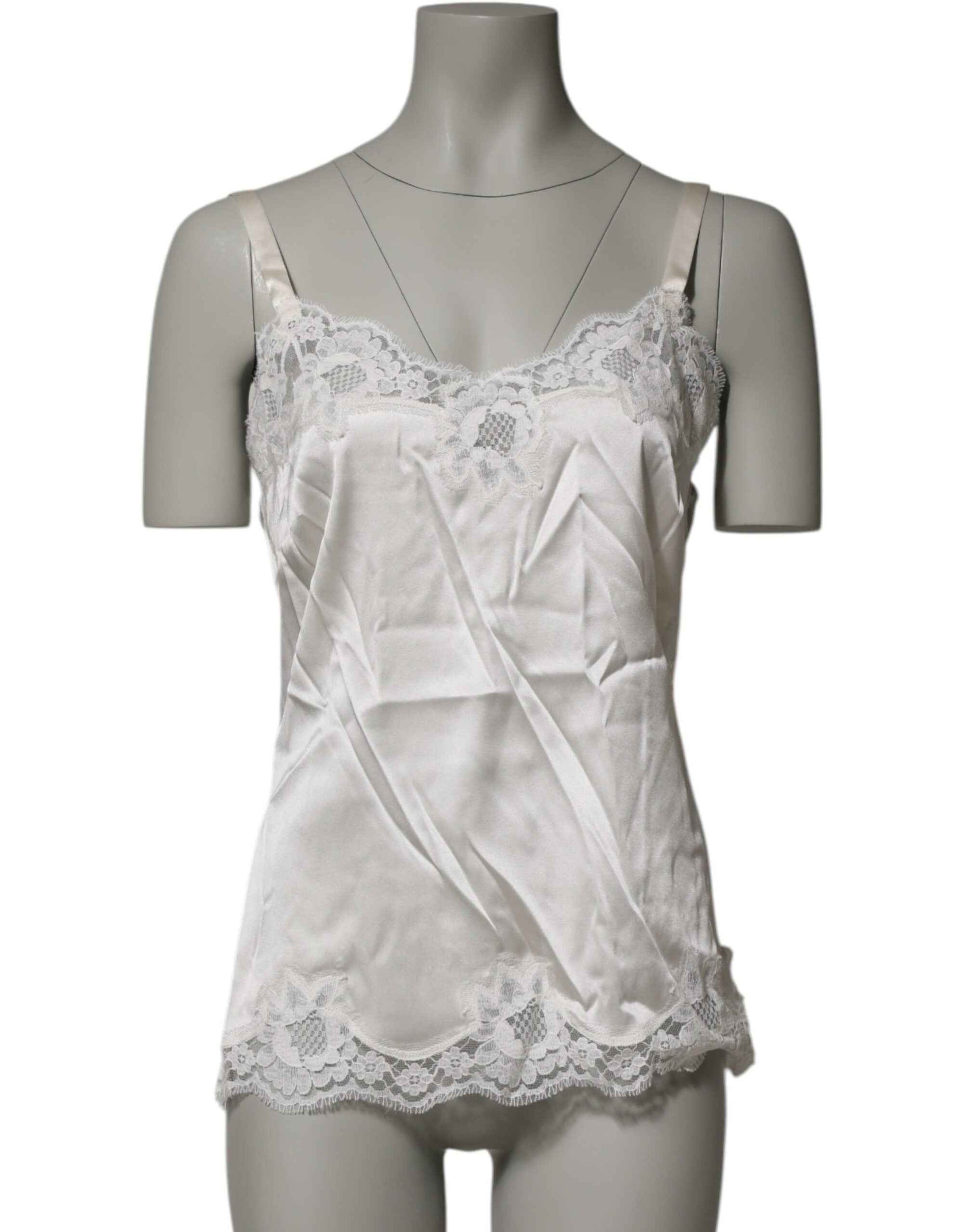 Dolce & Gabbana Off White Floral Lace Tank Lingerie Top Underwear