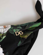Dolce & Gabbana Black Side Tie Floral Bikini Bottom Swimwear