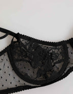 Dolce & Gabbana Black Floral Underwired Balconette Bra Underwear