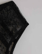 Dolce & Gabbana Black Lace Polka Dot Mesh High Waist Underwear