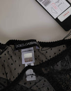 Dolce & Gabbana Black Lace Polka Dot Mesh High Waist Underwear