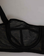 Dolce & Gabbana Black Floral Underwired Balconette Bra Underwear