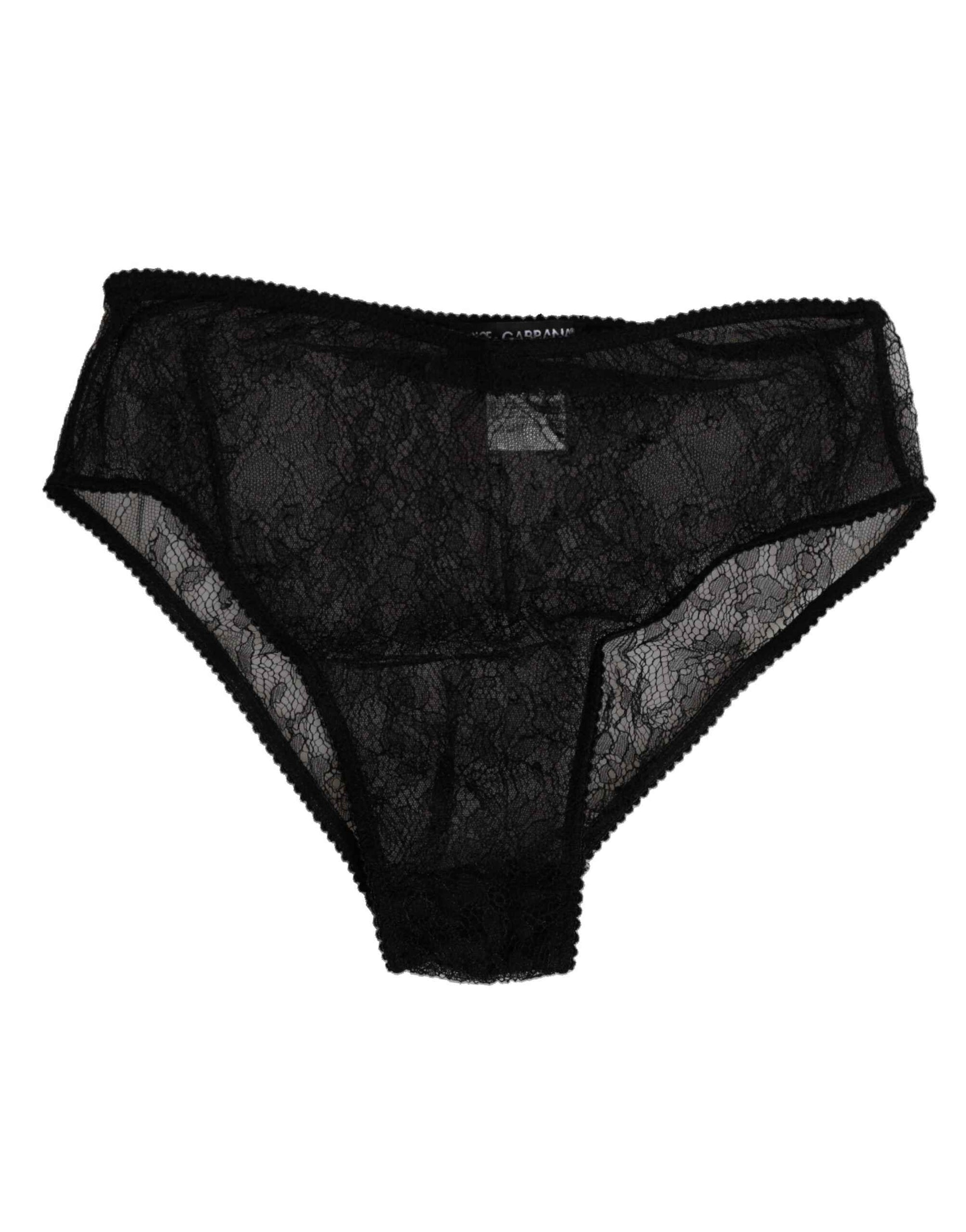 Dolce & Gabbana Black Nylon Stretch High Waist Panty Underwear
