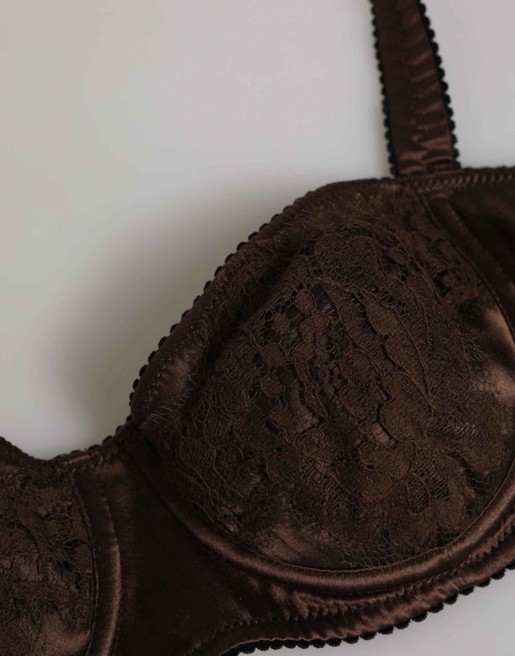 Dolce & Gabbana Brown Silk Underwired Balconette Bra Underwear