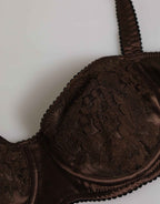Dolce & Gabbana Brown Silk Underwired Balconette Bra Underwear