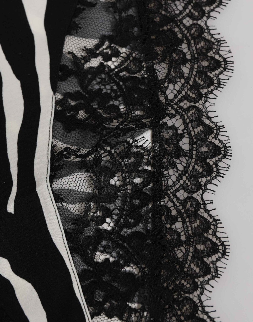 Dolce & Gabbana Black Silk Zebra Print Lace High Waist Underwear