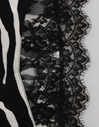Dolce & Gabbana Black Silk Zebra Print Lace High Waist Underwear
