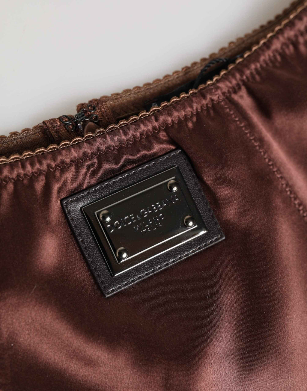Dolce & Gabbana Brown Silk Stretch High Waist Girdle Underwear