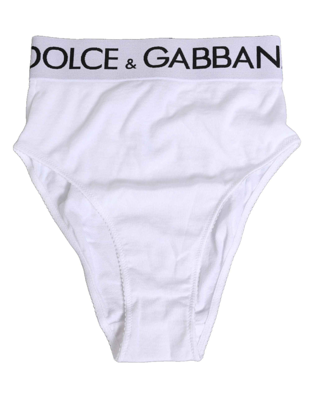 Dolce & Gabbana White Cotton Stretch High Waist Panty Underwear