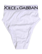 Dolce & Gabbana White Cotton Stretch High Waist Panty Underwear