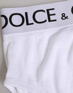Dolce & Gabbana White Cotton Stretch High Waist Panty Underwear