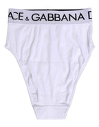 Dolce & Gabbana White Cotton Stretch High Waist Panty Underwear