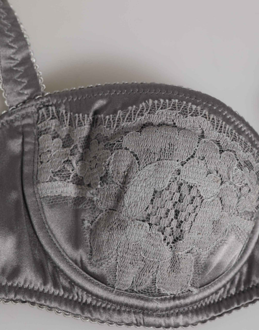 Dolce & Gabbana Gray Silk Underwired Balconette Bra Underwear