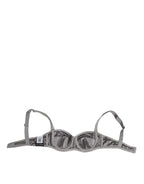 Dolce & Gabbana Gray Silk Underwired Balconette Bra Underwear