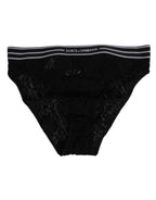 Dolce & Gabbana Black Lace Slip Brief Logo Waistband Underwear