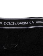 Dolce & Gabbana Black Lace Slip Brief Logo Waistband Underwear