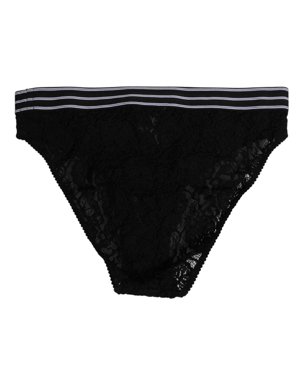 Dolce & Gabbana Black Lace Slip Brief Logo Waistband Underwear