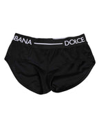 Dolce & Gabbana Black Nylon Logo Waistband Shorts Underwear