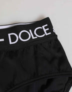 Dolce & Gabbana Black Nylon Logo Waistband Shorts Underwear