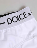 Dolce & Gabbana White Nylon Logo Waistband Shorts Underwear