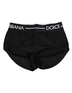 Dolce & Gabbana Black Nylon Logo Waistband Shorts Underwear