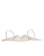 Dolce & Gabbana Off White Silk Underwired Balconette Bra Underwear