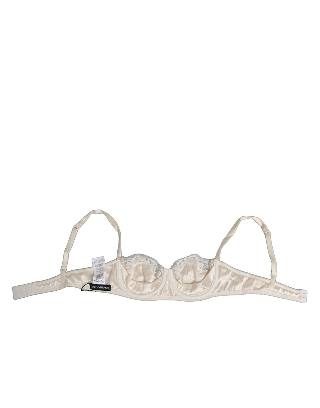Dolce & Gabbana Off White Silk Underwired Balconette Bra Underwear