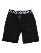 Dolce & Gabbana Black Cotton Logo Shorts Midi Trouser Underwear