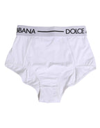 Dolce & Gabbana White Nylon Logo Waistband Coulotte Underwear