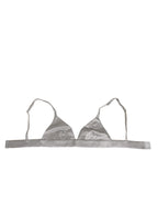 Dolce & Gabbana Gray Silk Satin Triangle Soft Cup Bra Underwear