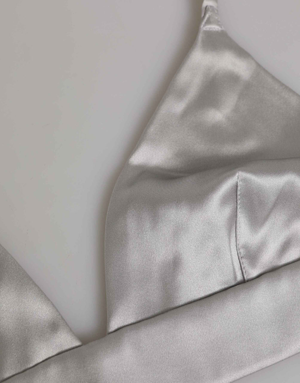 Dolce & Gabbana Gray Silk Satin Triangle Soft Cup Bra Underwear