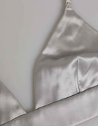 Dolce & Gabbana Gray Silk Satin Triangle Soft Cup Bra Underwear