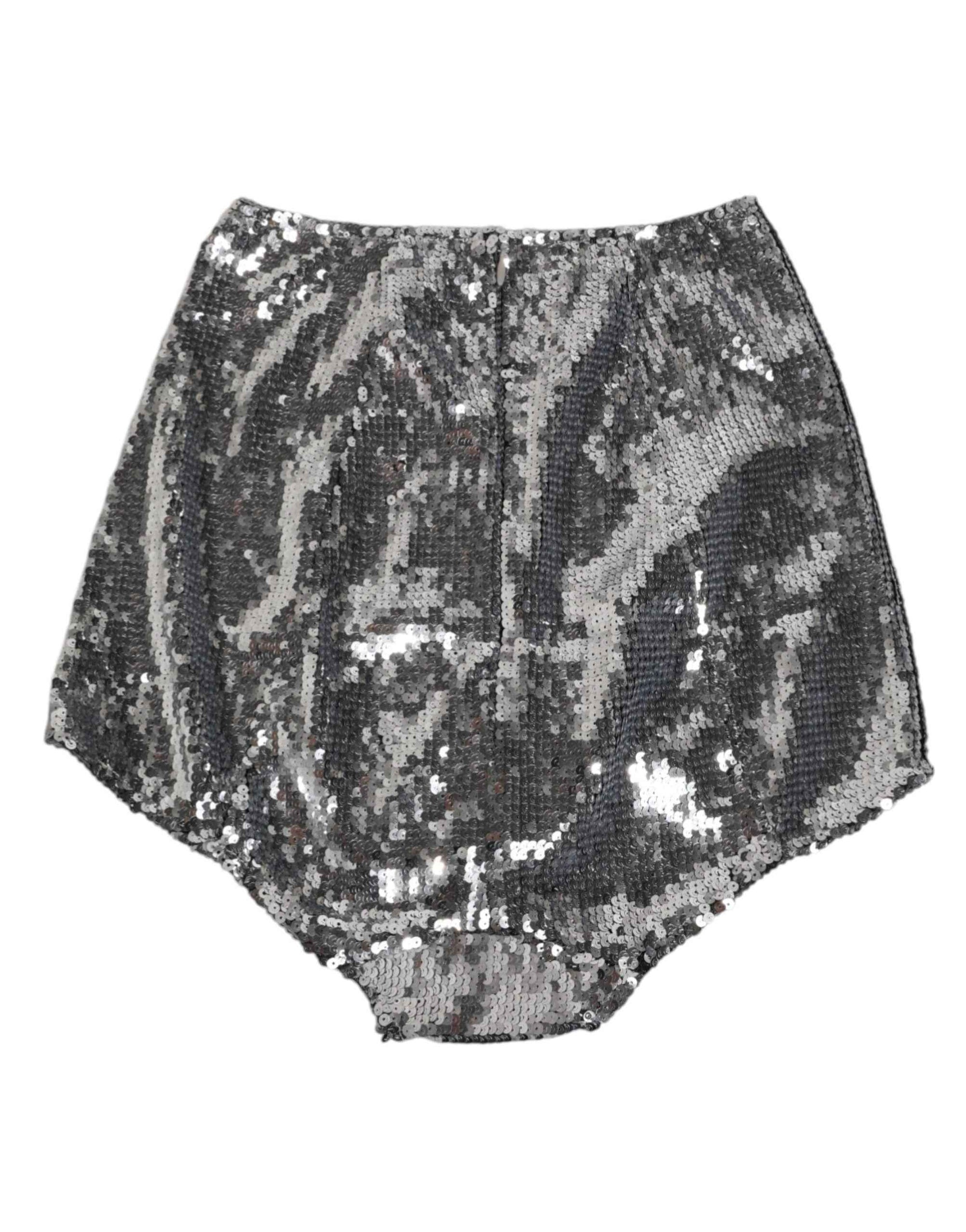 Dolce & Gabbana Silver Nylon Sequined Slip Girdle Panty Underwear