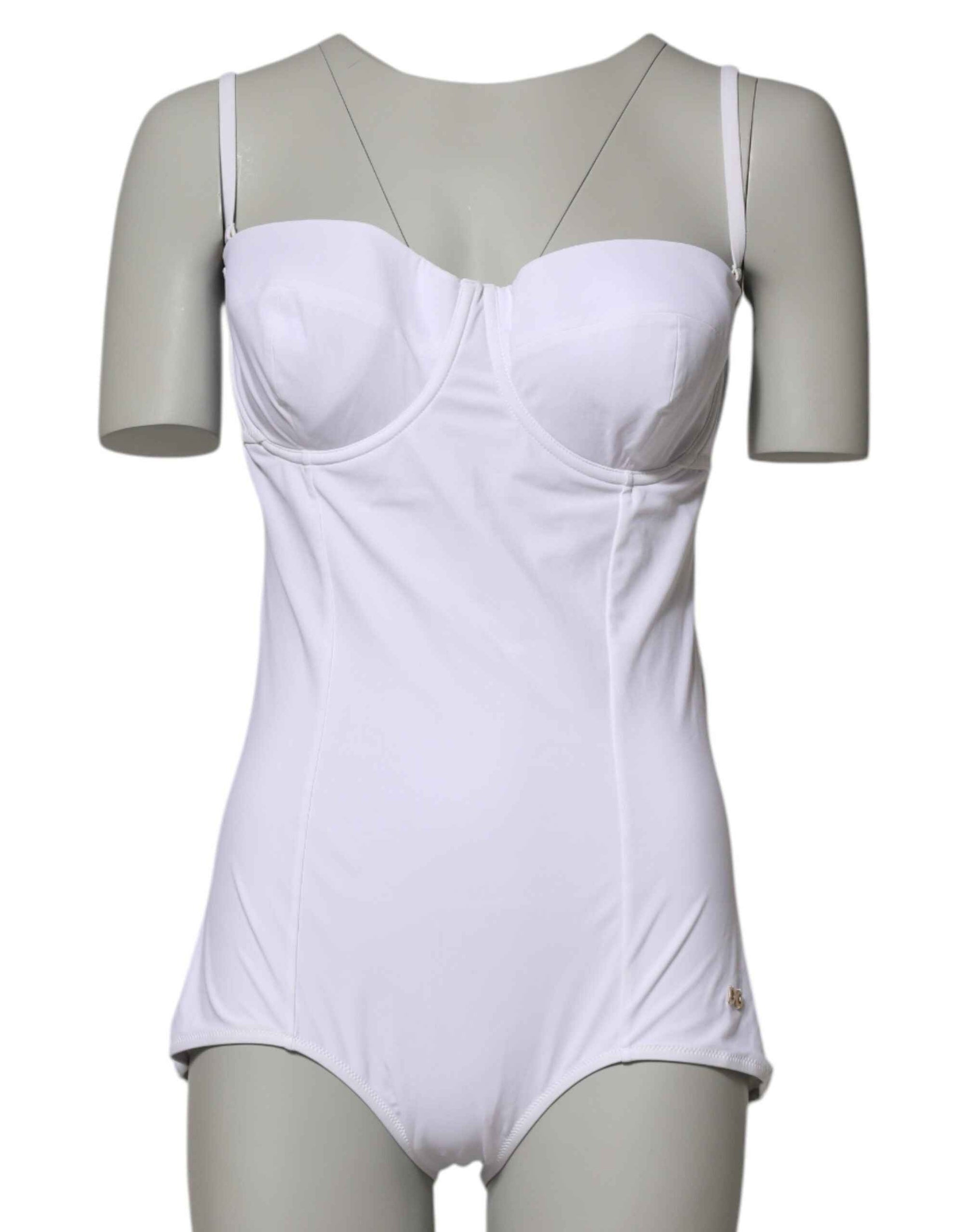 Dolce & Gabbana White Padded Balconette One Piece Swimwear