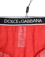 Dolce & Gabbana Red Nylon Logo Waistband Brief Panty Underwear
