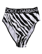 Dolce & Gabbana Black White Stripes High Waist Panty Underwear