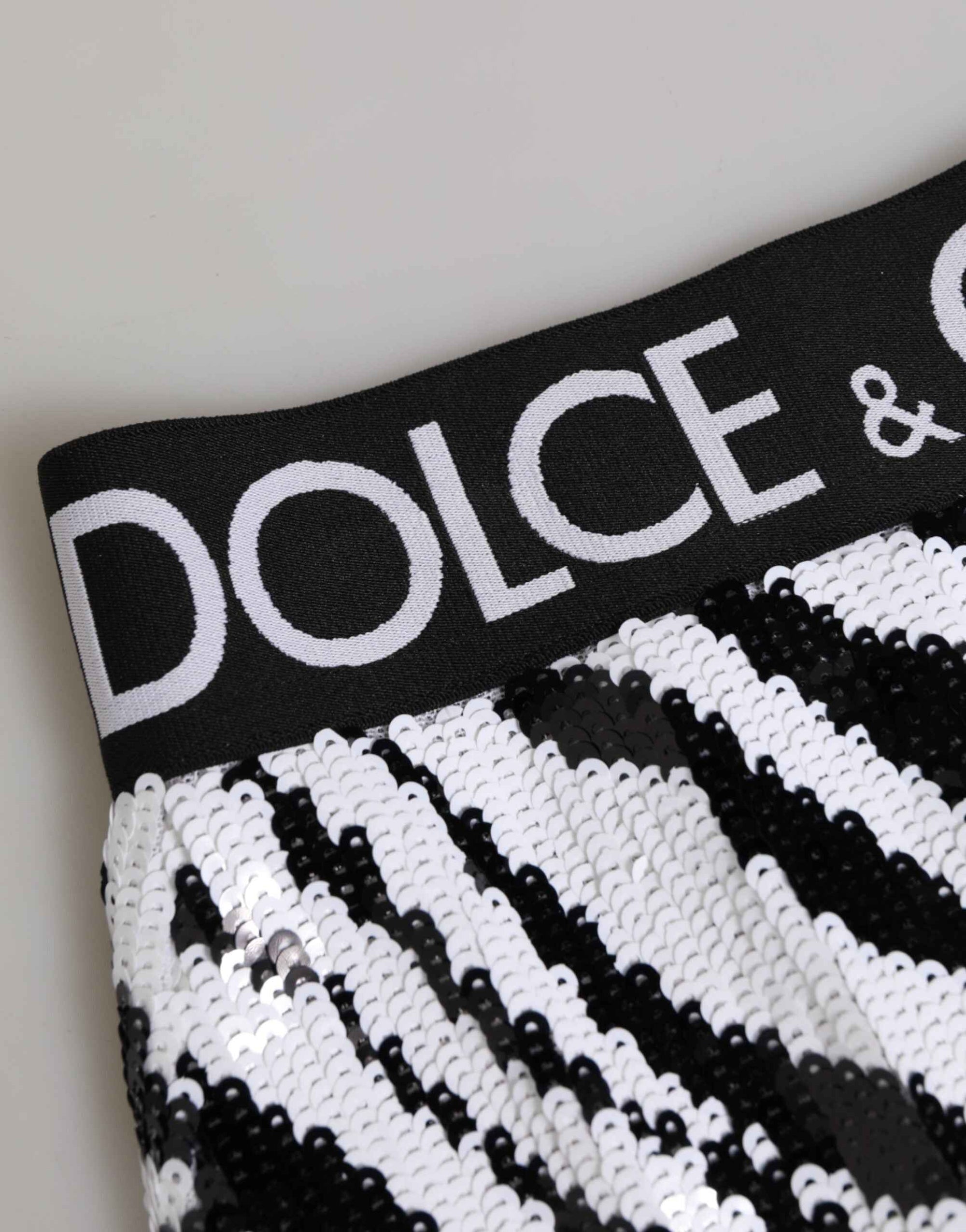 Dolce & Gabbana Black White Stripes High Waist Panty Underwear