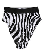 Dolce & Gabbana Black White Stripes High Waist Panty Underwear