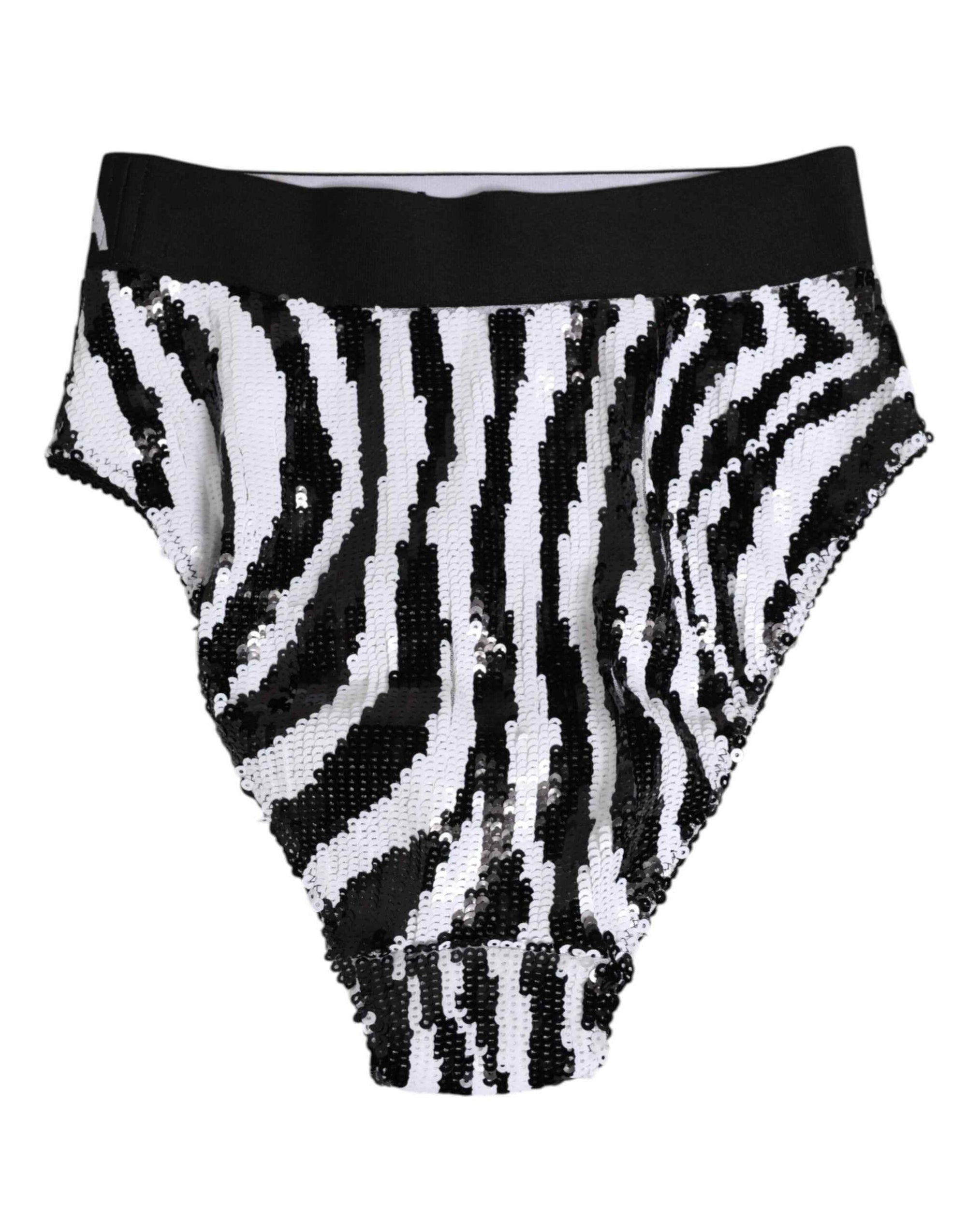 Dolce & Gabbana Black White Stripes High Waist Panty Underwear