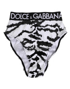 Dolce & Gabbana Black White Sequin High Waist Panty Underwear