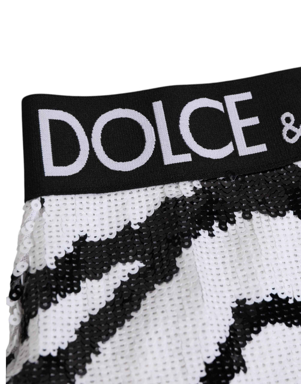 Dolce & Gabbana Black White Sequin High Waist Panty Underwear