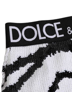 Dolce & Gabbana Black White Sequin High Waist Panty Underwear