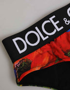 Dolce & Gabbana Black Floral Print High Waist Panty Underwear