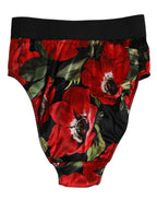 Dolce & Gabbana Black Floral Print High Waist Panty Underwear