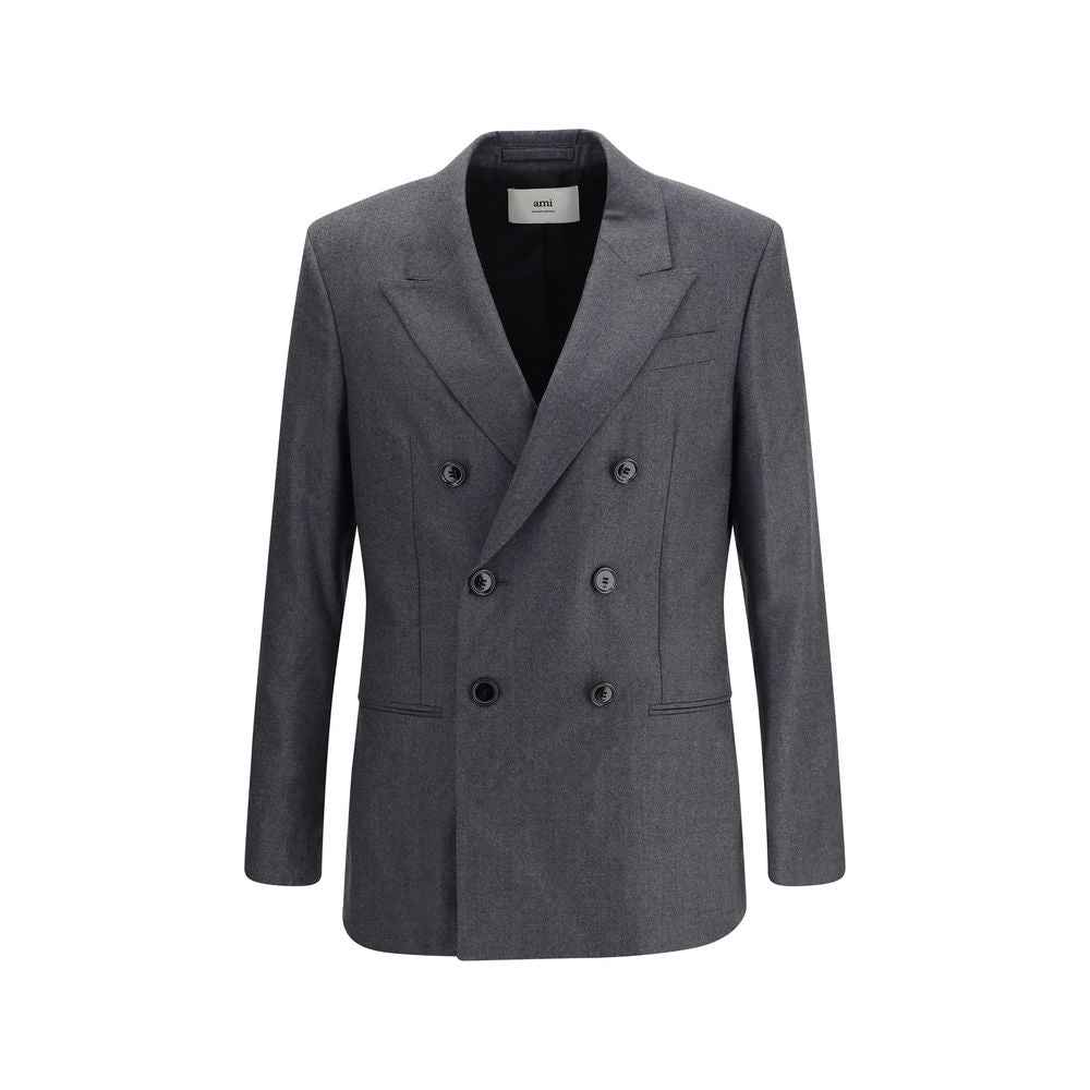 Ami Paris Double-breasted Blazer in Virgin Wool