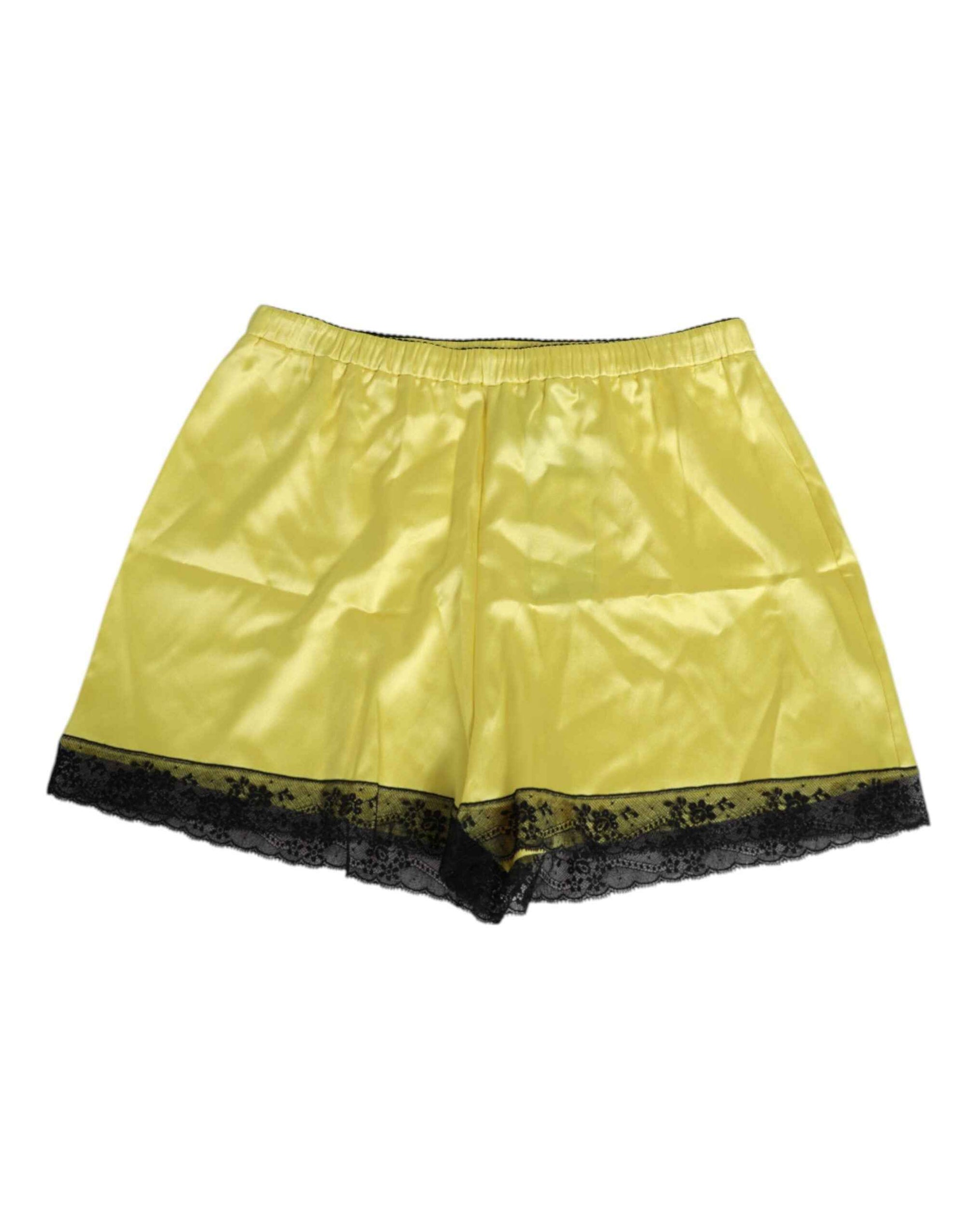 Dolce & Gabbana Yellow Satin Silk Mid Waist Underwear Shorts