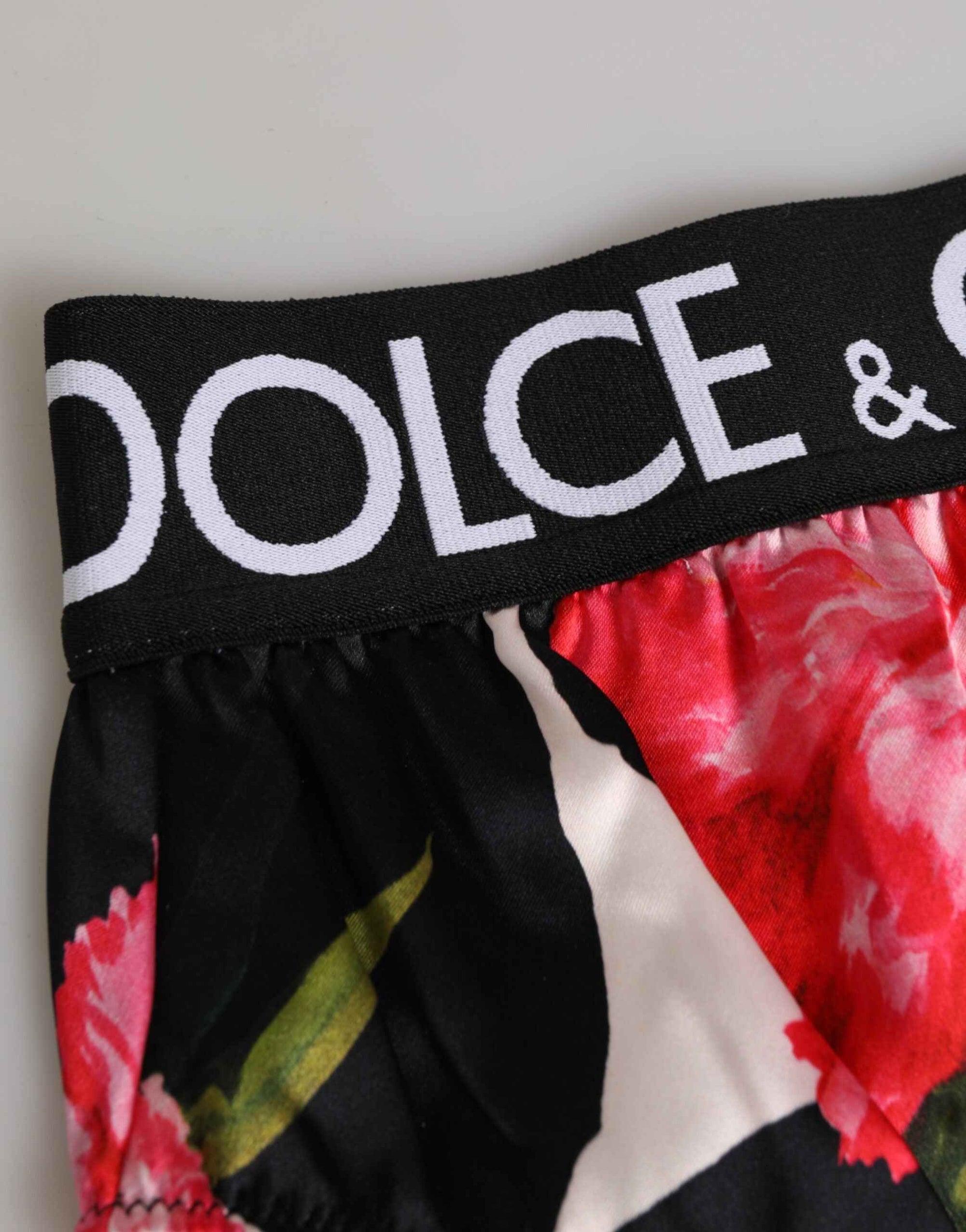 Dolce & Gabbana Black Floral Print High Waist Panty Underwear