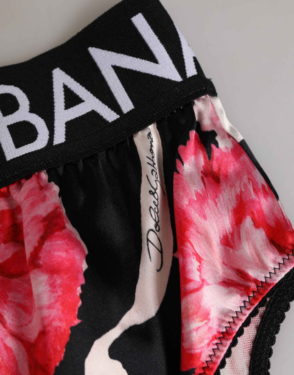 Dolce & Gabbana Black Floral Print High Waist Panty Underwear