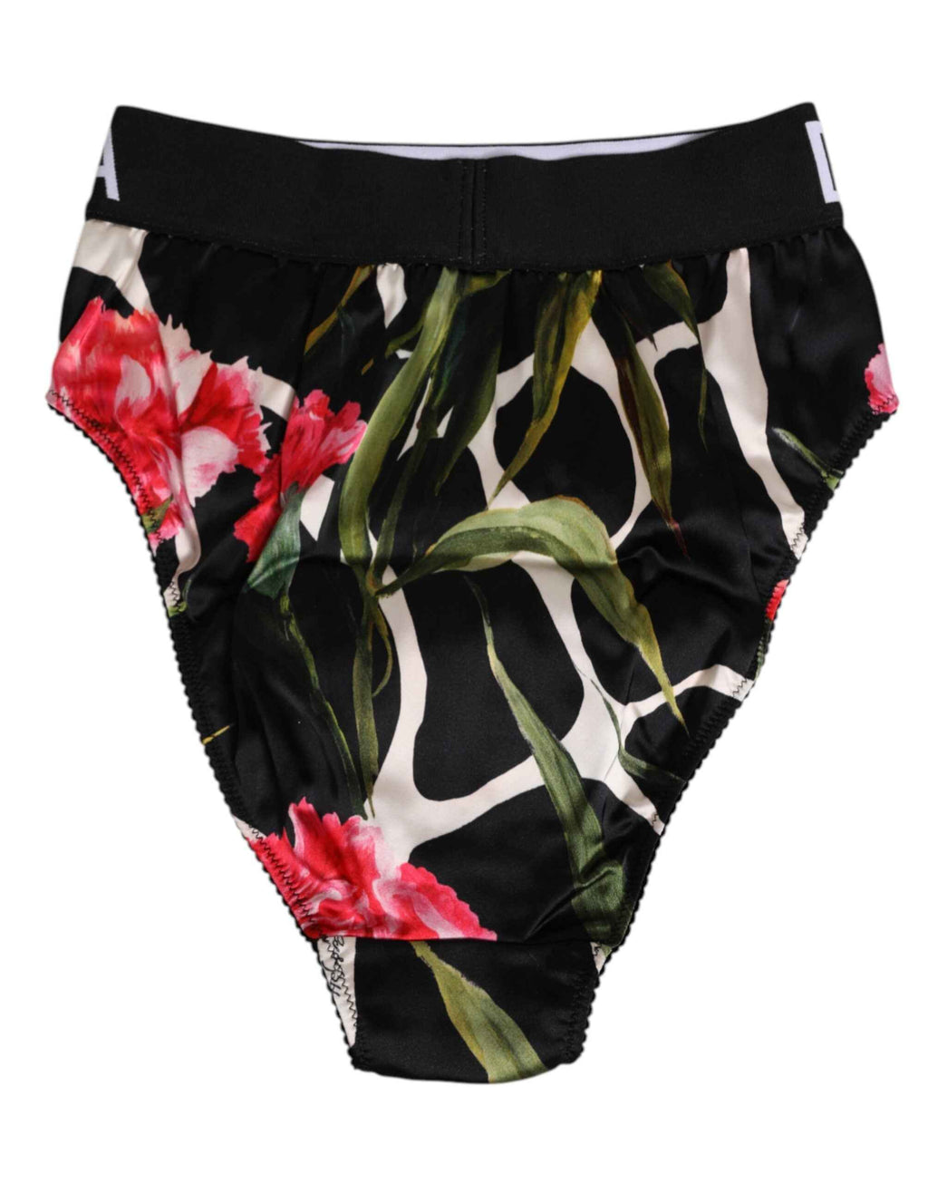 Dolce & Gabbana Black Floral Print High Waist Panty Underwear