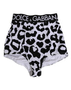 Dolce & Gabbana White Leopard Nylon High Waist Girdle Underwear